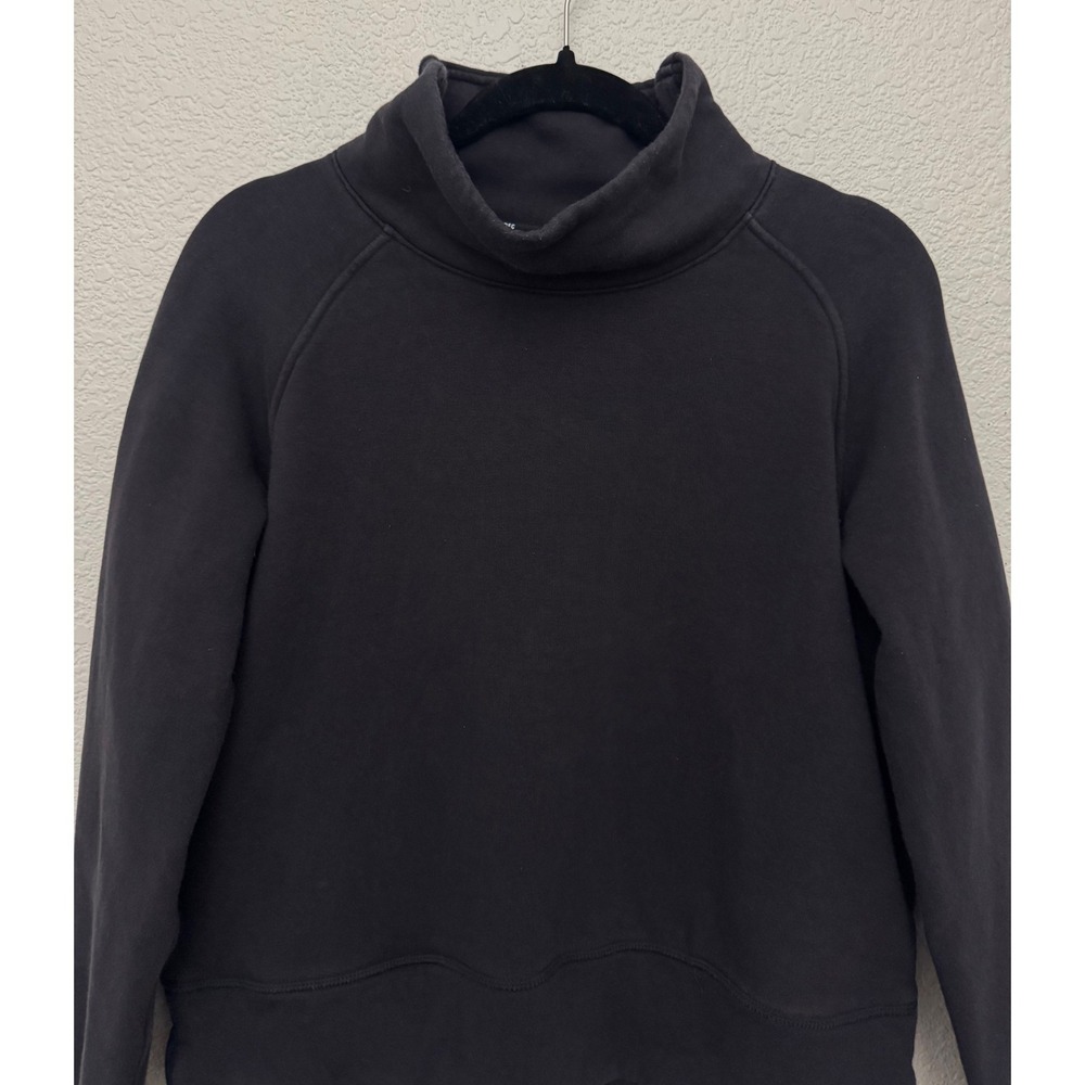 Public Rec Lux Fleece Pullover Sweatshirt Black Funnel Neck Pima Cotton Medium - Picture 2 of 11